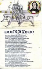 73x208 - How are you Green-Backs with money press and portrait of Salmon P. Chase, Civil War Songs from Winterthur's Magnus Collection